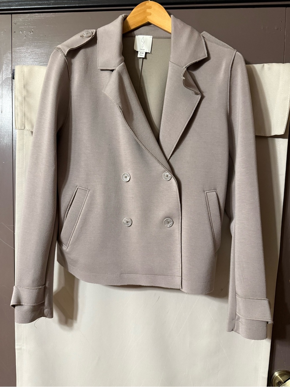 Joie Double-Breasted Blazer in Taupe Gray